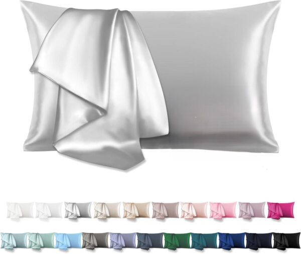 Satin Silk Luxury Pillowcases Pair - Velvety Smoothness and Secure for Hair & Skin (2 Pack Pillowcases)