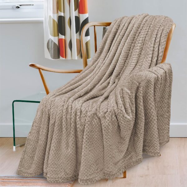 Pompom Waffle Throw Mink Blanket - Warm & Soft - UK Size Double & King - Available in Double & King Sizes - Image 7