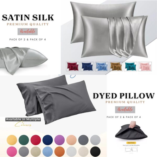 Luxurious Bedding Set Satin Silk & Microfiber Pillowcases – 2&4 Pack for Hair & Skin | Soft & Silky with Envelope Closure Bedding Accessory