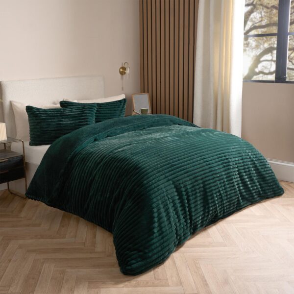 Luxury Chunky Ribbed Cord Duvet Cover Set Fleece Extra Warm Fluffy Corduroy Duvet Cover Bedding Set with Pillowcases Cozy Sleeping Experience - Image 3