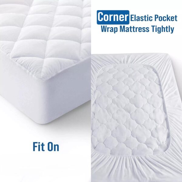 30CM Extra Deep Quilted Mattress Protector with Elastic Skirt - Available in Single, 4FT, Double, King, and Super-King Sizes UK Mattress Topper, Bed Cover - Image 3