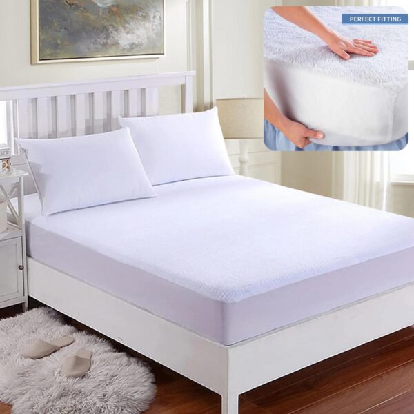 Waterproof Terry Towelling Mattress Protector, Bed Protector Extra Deep Fits Fitted Bed Sheet Topper Cover Breathable Non Noisy Material - All UK Sizes