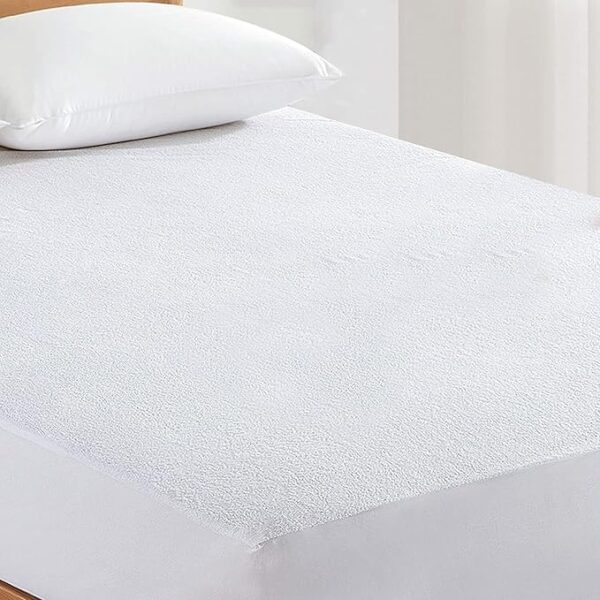 Luxury Waterproof Terry Mattress Protector in White, Matress Topper Single Size, Non-Noisy & Breathable, Single, 4FT/Small Double, Double, King, Super King Sizes - Image 3