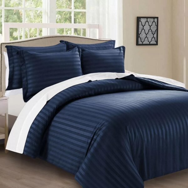 Microfiber Striped Duvet Cover Set – Extra Soft, 3-Piece for Single, Double, King and Super King Sizes | Bed Accessories - Image 3