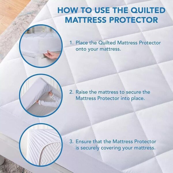 New 40cm Quilted Mattress Protectors - Super Soft & Cozy - Breathable Non-Noisy Fitted Style Luxurious Matress Protectors - Sizes Available Single, 4FT / Small Double, Double, King, Super King - Image 6