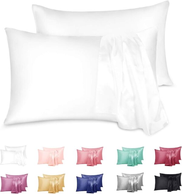 4 Pack Luxury Satin Silk Pillowcase for Hair & Skin Pillow Cases Covers Bedding & Multiple Solid Colors Available