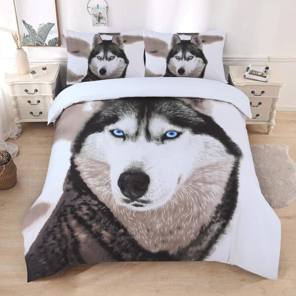 3D Print Hotel Style Animal Printed Duvet Cover Set White Wolf - Breathable Soft and Durable - Available in Single, Double, and King Sizes- Bedding Accessories - Image 4