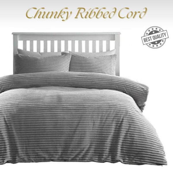 Ribbed Duvet Set Teddy Fleece Sherpa Extra Warm Bed sets Thermal Extra Fluffy Corduroy Duvet Cover with Pillowcases All UK Sizes