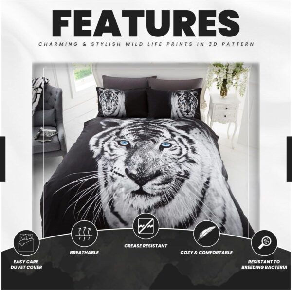 3D Animal Pattern Hotel Style Animal Printed Duvet Cover Set - Winter Warm, Soft and Durable - Available in Single, Double, and King Sizes - Complete Bedding Set - Image 3