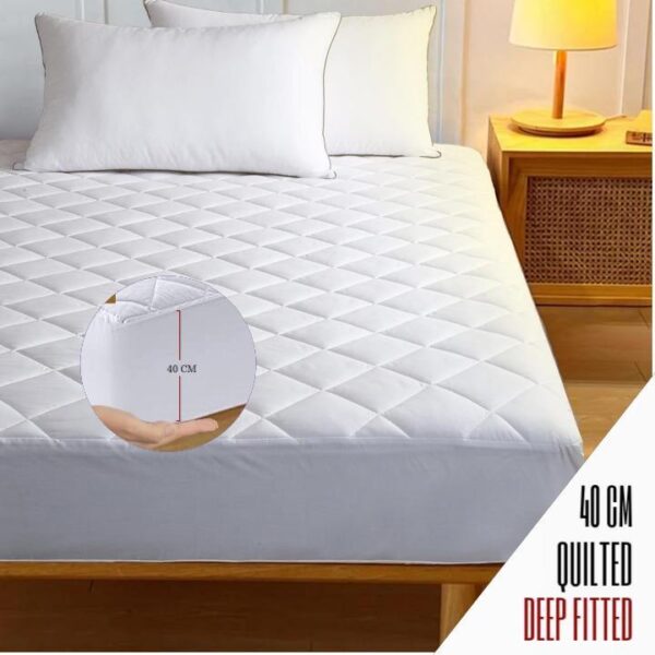 HOTEL QUALITY EXTRA DEEP 40CM QUILTED MATTRESS PROTECTOR FITTED BED COVER ALL UK SIZES SINGLE SMALL DOUBLE DOUBLE KING SUPER KING - Image 2