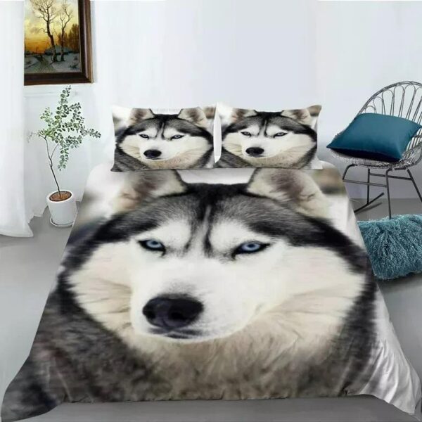 3D Print Hotel Style Animal Printed Duvet Cover Set White Wolf - Breathable Soft and Durable - Available in Single, Double, and King Sizes- Bedding Accessories - Image 3