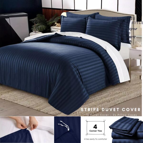 Microfiber Striped Duvet Cover Set – Extra Soft, 3-Piece for Single, Double, King and Super King Sizes | Bed Accessories