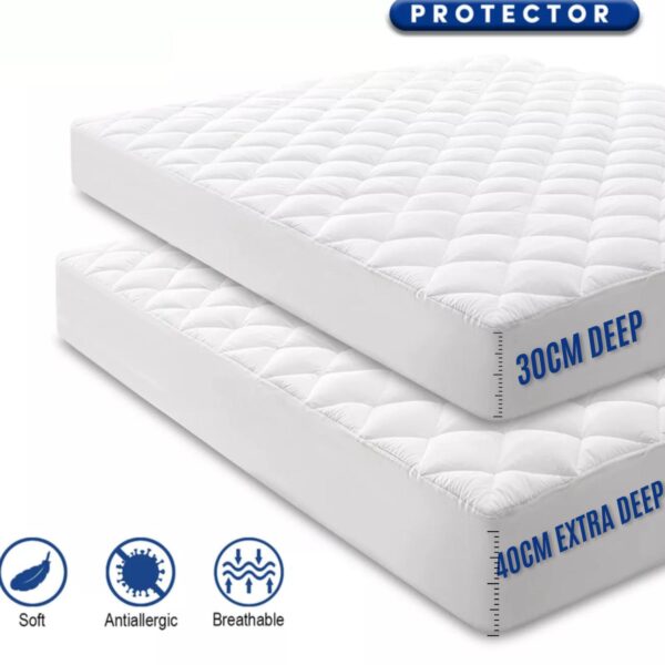 Microfiber Mattress Protectors with All Around Elastic in 12''/30cm & 16''/40cm Depth - Durable & Breathable - Single 4ft Double King Super King All UK Standard Sizes