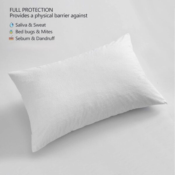 Soft , Breathable Luxurious Pack of 4 Terry 100% Waterproof Pillow Protectors with Zipper Closure - Standard Size 50 x 75 cm - Image 5